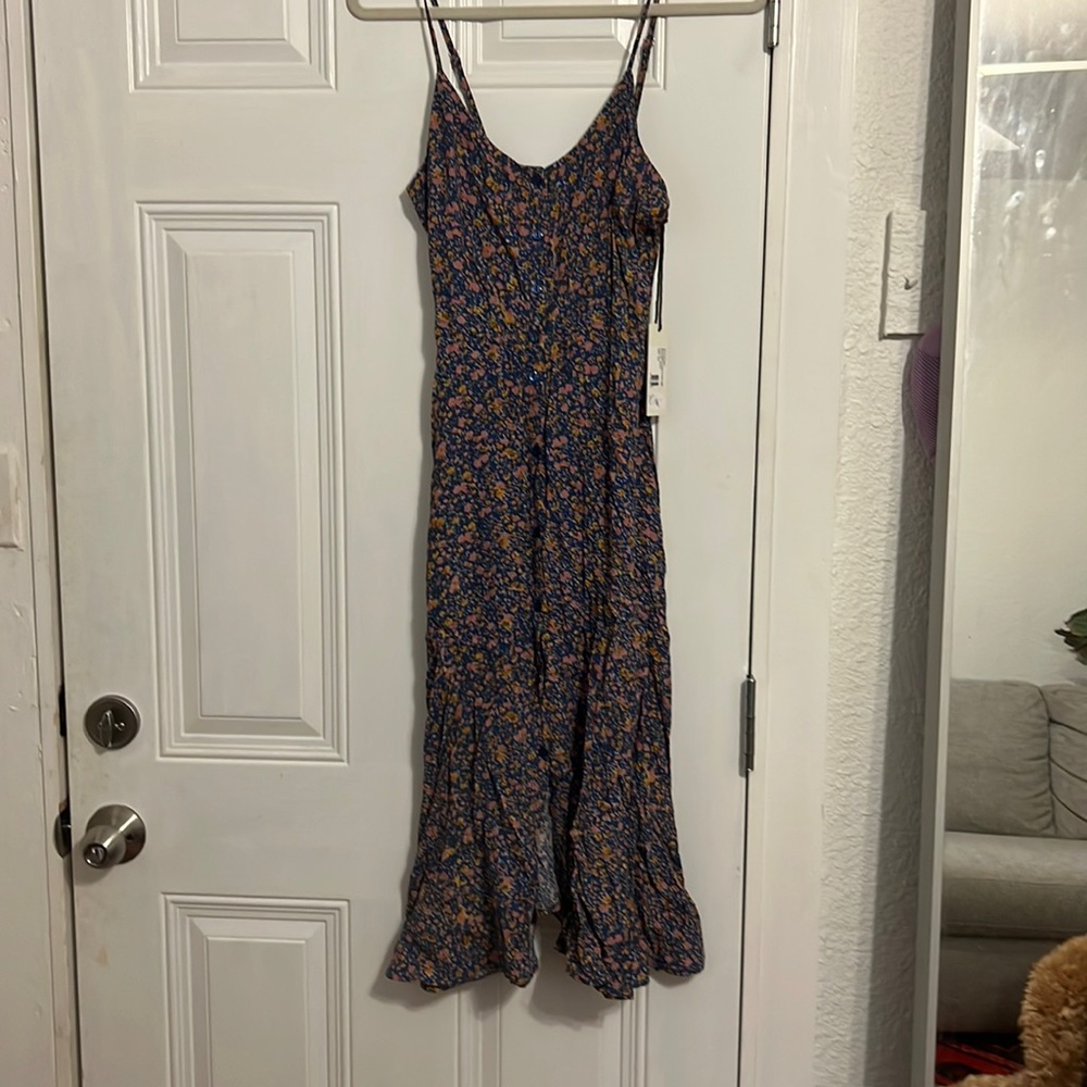 Rollas Midsummer Coast Blue Floral Print Button-Up Midi Dress - Picture 6 of 10